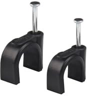 200 Pack 2 Sizes Black Strong Cable Clips, 6mm & 8mm Round Cable Wire Clips with Steel Nails Cable Staples Cable Management Cable Cord Fasteners Electrical Ethernet TV Speaker Wires