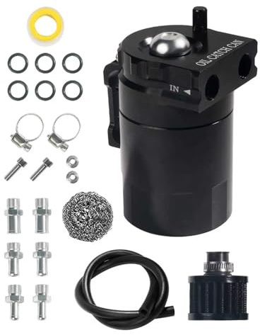 Flaconi Oil Separator Automotive,Oil Catch Can,Catch Can,Air Oil Separator,Baffled Oil Catch Can,Motorcycle Oil Catch Can,300ml Oil Separator Catch Can Kit with Breather Filter,Applied to Most Cars