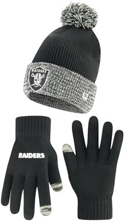 Ultra Game Youth NFL Offizielle superweiche zweifarbige Wintermütze mit extra warmen Touchscreen-Handschuhen
