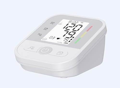 NWOUIIAY Misuratore di Pressione, Misuratore Pressione da Braccio Con Schermo LED, Macchinetta Pressione da 22 a 42 CM, Sfigmomanometro Memorizzazione di Due Utenti 2 x 99 Letture (Bianco)