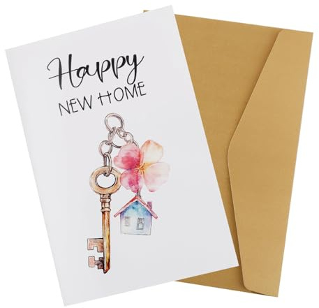 XIHIRCD Carte de Nouvelle Maison, Carte de Pendaison de Crémaillère Cartes de Bienvenue Carte de Bienvenue Pliée avec Enveloppe Cartes d'Invitation de Pendaison de Crémaillère (Style B)