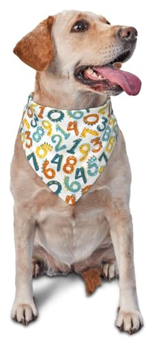 Hundhalsduk, tecknat motiv, matematiska siffror, triangelhaklapp, hundnäsduk, söta hundtillbehör, hundhalsdukar