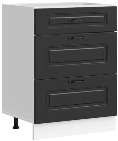 vidaXL Küchenunterschrank „Kalmar“ Schwarz Holzwerkstoff