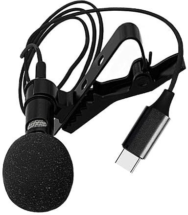 HOMSFOU Kleiner Lavalier Mikrofon mit Clip Geräuschreduzierung und Plug Play für Smartphone Vlog und Live Übertragung mit Pu Tasche