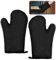Lot de 2 Gants de Four en Coton Résistants à la Chaleur 29x17 cm, Gant de Cuisine Anti-Chaleur pour la Cuisine et la Pâtisserie, Oven Gloves Protection Hautes Températures Noir