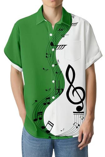 Weißes Herrenhemd mit Knopfleiste für Herren, 2025, modisch, Festival, Feier, bequem, bedruckt, kurzärmelig, personalisierbar, lustiges T-Shirt 2025, trendig, grün, S