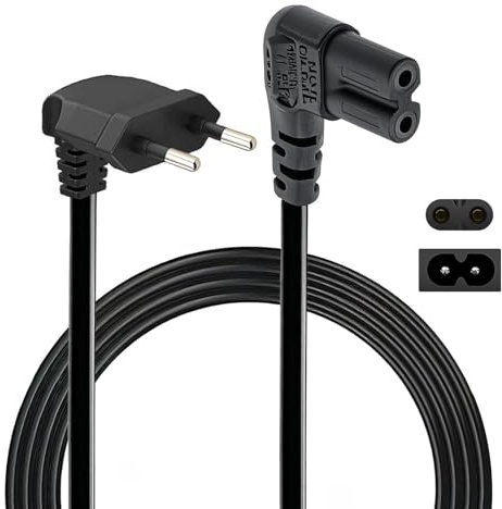 yivom 3M 90° Netzkabel 2 polig,Typ C Eurostecker auf C7 Buchse – Euro-Netzkabel, Kleingerätekabel für TV, PS5, PS4, PS3, Xbox Serie X/S Haushaltsgeräte(Schwarz)