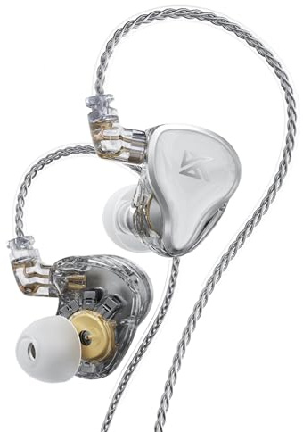 KZ ZAS In Ear Monitor, 7BA+ 1DD Hybrid Driver Cuffie IEM HiFi, Auricolari In Ear Gaming con cavo da 0,75 mm a 2 pin Rimovibile in OFC Placcato Argento per Musicisti e Audiofili