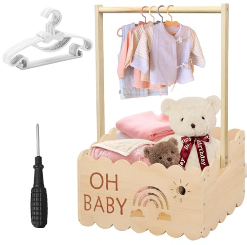 Panier pour bébé, en bois, avec poignée, cintre pour enfant, panier de rangement pour bébé, pour fête prénatale, cadeau de naissance pour les nouveaux parents