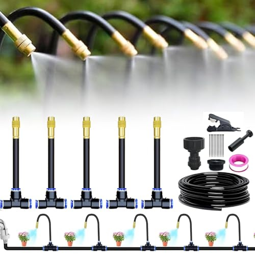360° arrosage automatique pour jardin,Curved Garden Automatic Irrigation System, kit arrosage automatique système d'irrigation goutte à goutte pour plantes de serre, plates-bandes surélevées (5m)