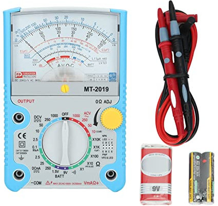 Telituny Multímetro Analógico, Multímetro de Aguja, Tester Eléctrico con Protección contra Sobrecarga, Carcasa ABS, Mide Voltaje Corriente Resistencia Transistor, para Hogar Laboratorio