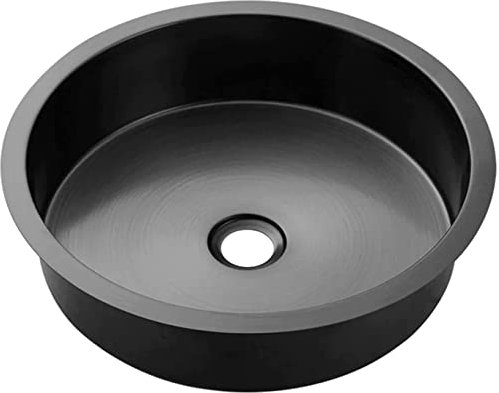 Küchenspüle, Schwarzes Badezimmergefäß, Kleines Waschbecken, Integrierte Küche Zu Hause, Unterbauwaschbecken Aus Edelstahl, 15,6 Zoll Runder Badezimmerwaschtisch, Kleines Waschbecken, Integrierte Küch