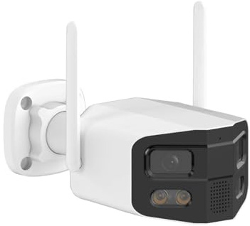 KVBRUI Telecamera di Sicurezza a Doppio Obiettivo 4MP 2.5K, grandangolo 180°, Telecamera for Esterni, con Visione Notturna a Colori/Sirena/Telecamera IP con Comunicazione bidirezionale(JP)
