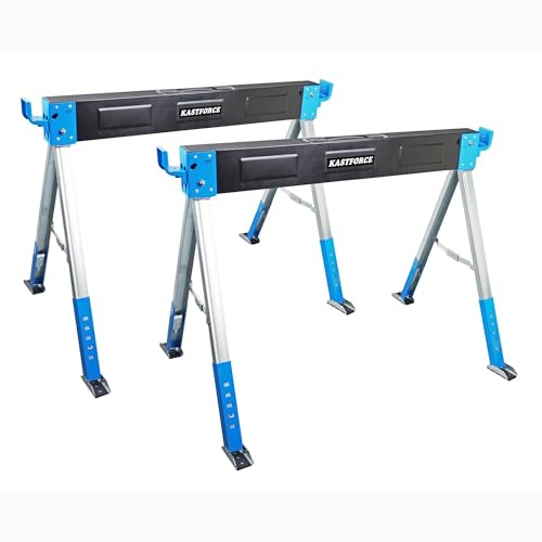 KASTFORCE Folding Sawhorse Heavy Duty Adjustable Height Sawhorse Pair with Adjustable Legs 2 Pack KF3018