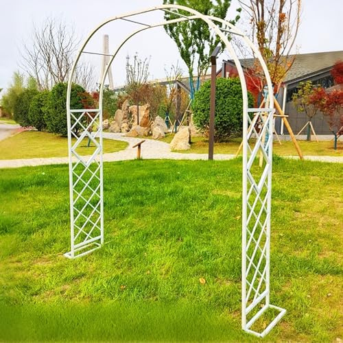 Rankbogen aus Stahl verstellbar 140-340 cm Rankhilfe wetterbeständig Rankhilfe für Rosen Clematis Outdoor Deko weiß 260 x 230 cm