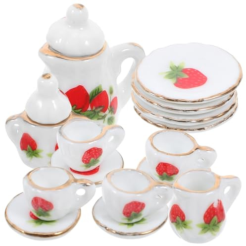Service à Thé Miniature en Céramique, 1 Set, Modèle pour Maison de Poupée | Décor pour Miniature, Accessoires Photo, Surface Lisse, Usage Multi-fonctionnel