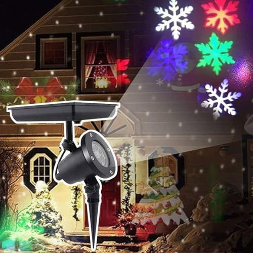 Holiday Projector Lights Outdoor, Solar LED Projector Moving Snowflake Disco Light, Waterproof Christmas Stage Lamp Christmas Decorations Birthday Party Decorative Indoor Outdoor Lighting Projectors