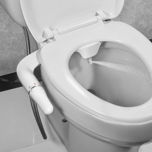 Bidet Toilet Toilet, Ultra-Thin Japanese Toilet Seat Kit for Bathroom, Boku Sprayer, Retractable Nozzle and Adjustable Water Pressure, Brass Inlet, White (Two Nozzles)