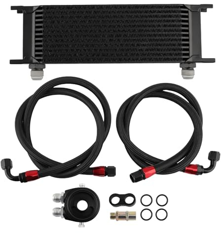maXpeedingrods Radiatore olio 13 serie AN10 universale | motore radiatore olio 3/4 UNF16 kit tubi nero