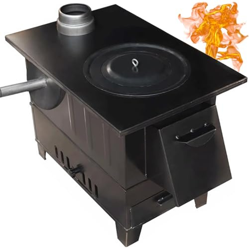 Cast Iron Wood Burning Stove, Multi Fuel Fireplace Woodburner for Indoor/Outdoor Heating & Cooking, Smoke-free with Oven Accessories