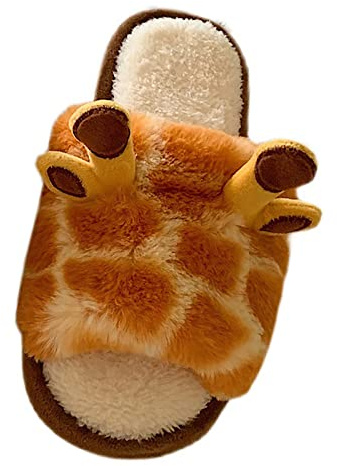 Generisch Ciabatte Giraffa Ciabatte Donna Invernali Calde Donne Slippers 2025 Inverno Caldo Slipper Ragazze Con Memory Foam Pantofole in Pelle d'agnello, Colore: arancione., 40 EU