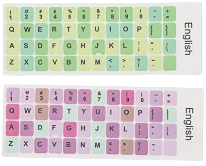 Ouitble Keyboard Stickers Keycaps Stickers English Language PVC Material Computer Laptop Key Stickers for 10in to 17in Laptops and Desktops 2pcs (C)