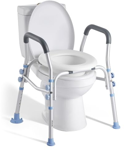 VEVOR Elevador de Inodoro, con Reposabrazos, Capacidad de Peso de 136 kg y Cuatro Patas, Altura Ajustable de 640 a 770 mm, y Protección contra Salpicaduras para Personas Mayores y Embarazadas
