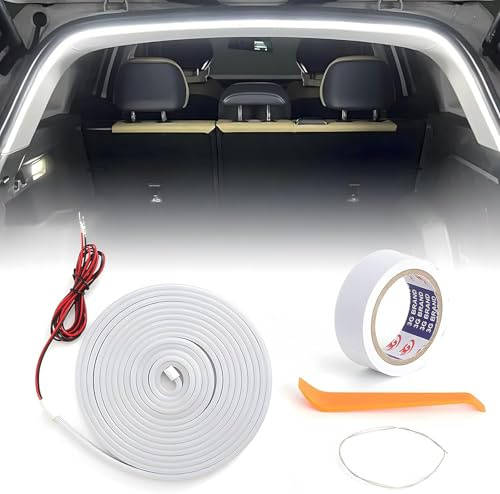 Kofferraumbeleuchtung LED Lichtstreifen 4m Flexible Auto Ambientebeleuchtung mit Sensor Universal Kofferraum Licht für PKW SUV, Plug, Play ohne Kleber, für Innenraum, Trunk