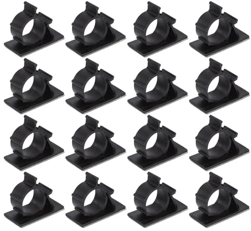 SHINEOFI 50pcs Large Black Self-Adhesive Pipe Clamps Cable Holders Heavy Duty Plastic Hose Clips for Plumbing Wire and Air Conditioning Pipe Support