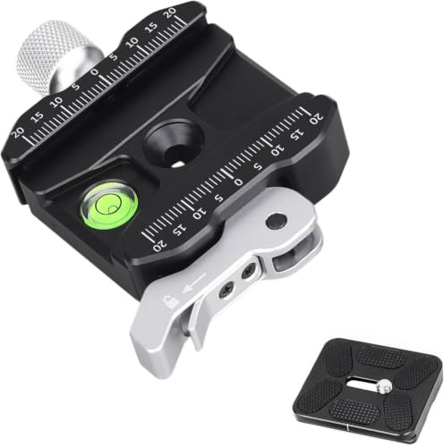 INNOREL CF50 Arca Swiss Lever Lock Quick Release Clamp 2/50mm Long All Metal Quick Release Plate Adapter for Tripod Ball Head, Knob Locking & Lever Locking, Sliver