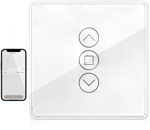 Interruttore per tapparelle Smart WiFi, controllo tapparelle da incasso con timer e controllo vocale, interruttore Wi-Fi compatibile con Alexa/Google Home, richiede conduttore neutro, bianco
