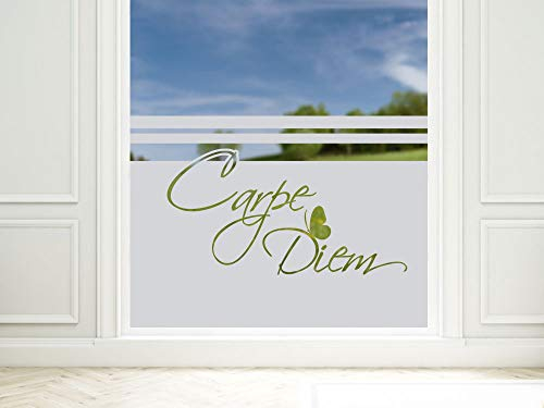 GRAZDesign Sichtschutzfolie Spruch Carpe Diem, blickdichte Glasdekorfolie, Matte Fensterfolie als Sichtschutz/Deko / 90x57cm