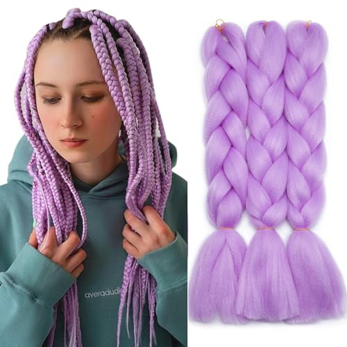 TESS Meches pour Tresses Africaine, Meche Cheveux Tresse Cheveux Rajout Meches Pour Tresses Braid Pré éTiré 100g 1 Paquets 60cm Violet
