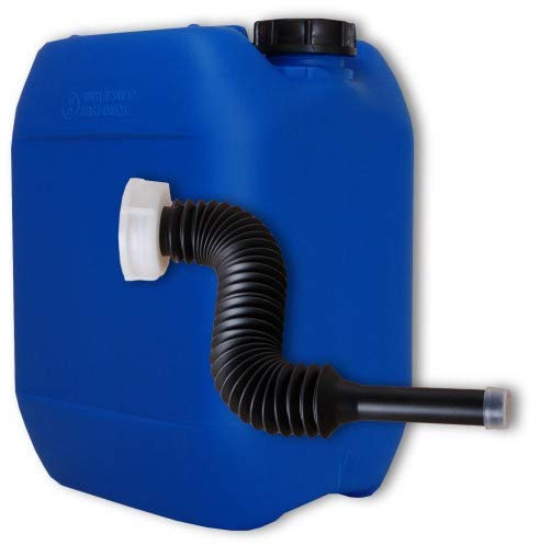 plasteo Bidón de Polietileno/Jerrycan 10 L Azul DIN 51 + 1 Largo Pico vertedor Flexible Calidad alimentaria (22041+22036)
