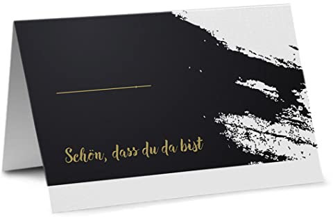 Partycards 50 Tischkarten/Platzkarten DIN A7 für Hochzeit, Geburtstag, Kommunion, Taufe (DIN A7, Schwarz Splitter