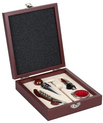 Galileo Casa 2197555 Weinflaschen-Set, 5-teilig, Holz + Metall