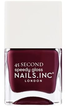 Nails.INC 45 Second Speedy Gloss, Meet Me On Regents Street, Plum, 14 ML | Fast-drying, vegan formula infused with calcium & magnesium to strengthen and protect for a high-shine, durable finish.