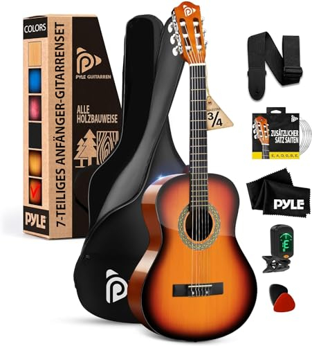 Pyle Akustikgitarre für Anfänger, 3/4 Junior-Größe Instrument für Kinder, Erwachsene, 91,4 cm Sun Burst