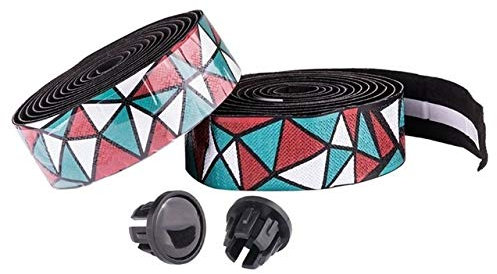 YFCTLM Lenker Lenkerband Rennrad Fahrrad Lenker Lenkerband Eva Anti-Rutsch-Schweißabsorption Geometrische Muster Radfahren Griff Wraps mit Steckern (Color : RW)