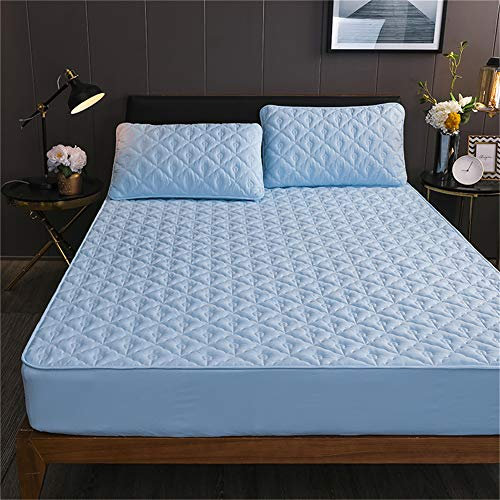 YCDZ Funda Protectora De Colchón, Antialérgica, Transpirable, Impermeable, Antiinsectos Y ácaros, Sin Olor, Sin Ruido, Apta para Todo Tipo De Camas (Azul,90x200cm?26-35?)