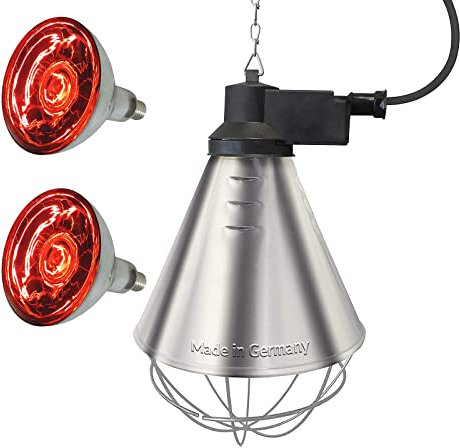 Eider Infrarot-Wärmelampe/Wärmestrahlgerät 150 Watt - Set mit zwei Birnen - für Küken, Ferkel, Welpen usw.