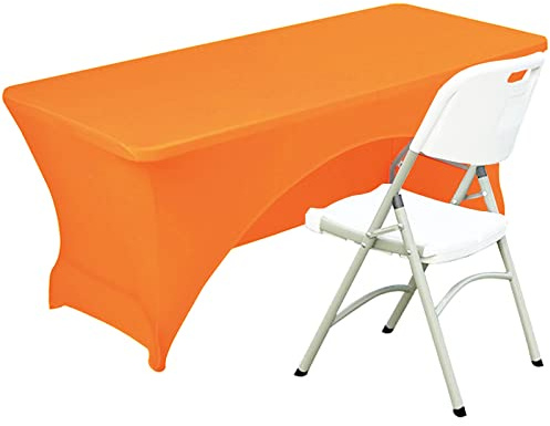 Fhberni Mantel Poliéster Entallado Spandex Cubremesa Stretch Cubremesa Cubremesa Open Back - 6FT/183CM, Naranja