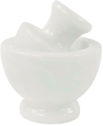 Marblous Krafts Set di mortaio e pestello in marmo, 11,4 cm, bianco, per erbe e spezie, accessori da cucina, macina spezie manuale, pestello e ciotola per mortaio