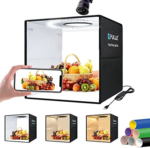 OBEST 40cm Scatola di Luce da Studio, Portatile, Pieghevole, con Molteplici Angoli, Luci Led Di Luminosità Regolabili, 12 Tipi Di Sfondo Di Scatto A Colori, Facile Da Installare