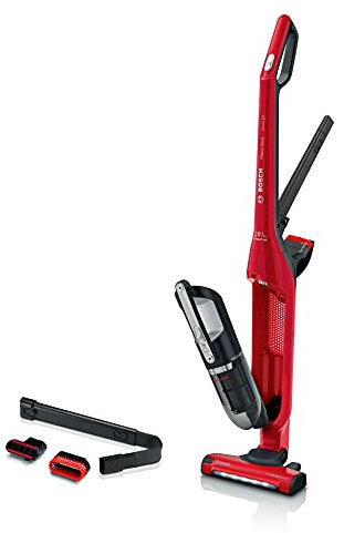 Bosch BBH3ZOOGB Serie 4 Flexxo ProAnimal 2 Cordless Stick Vacuum Cleaner with 2in1 Handheld/Stick Design, Brush Roll Nozzle for Pet Hair, 25.2V Battery, 55 Minutes Run Time, Tornado Red