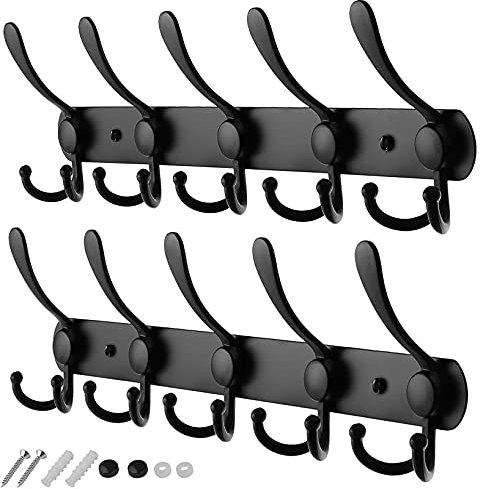GlazieVault Coat Hooks for Wall - Stainless Steel Coat Racks (2 Pack) - Heavy Duty Coat Hook Wall Mounted - Premium Design Rust Free Coat Hanger for Clothes