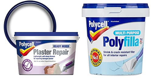Polycell PLCPRPS25L Plaster Repair Polyfilla Ready Mixed - 2.5 L & PLCMPPR1KGS Multi-Purpose Polyfilla Ready Mixed, 1 Kg