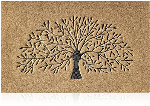 AOAOPQ Fußmatte Baum des Lebens Schmutzfangmatte Bodenmatte Waschbare Absperrmatte Strapazierfähige rutschfeste Eingangsteppich Super saugfähig für Innen- und Außenbereich Teppich (Brown, 40 x 60 cm)
