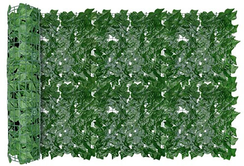 AGJIDSO Künstliche Efeu Hecke Sichtschutz, 100 * 300cm (2x50*300cm) Efeu Sichtschutz, Balkon Sichtschutz Efeu, Sichtschutz Balkon Blätter Sichtschutz Künstliche Hecke, Traubenblätter
