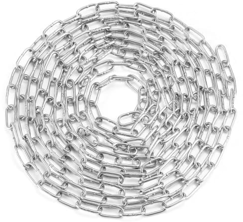 hannger Kette Edelstahl Verlängerungskette, 5m 3mm Metall Hänge Sicherheits Spulen Massivkette bis 80Kg belastbar für Schatten Segel, Dekoration Zaun, Hundekette, Laternen Ornament, Aerial Yoga